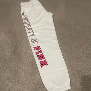 PINK Victoria's Secret Cream Sweatpants with Pink Logo